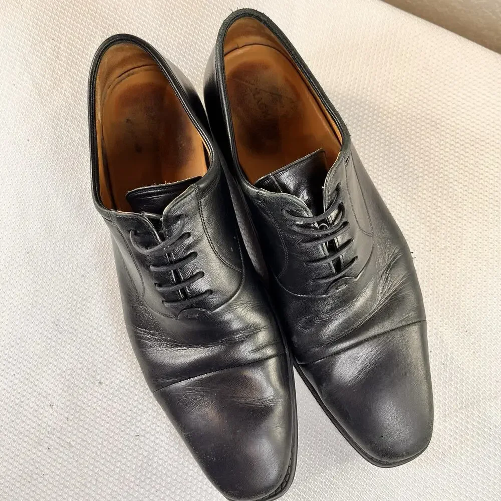 Magnanni Black Cap‎ Toe Oxfords Shoes, Made in Spain, Men's Size 10 D